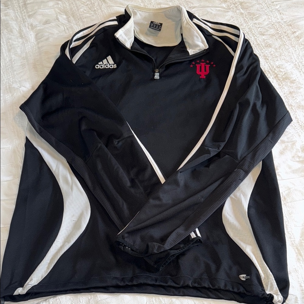 Adidas Black and White Track Jacket with Iconic Stripes